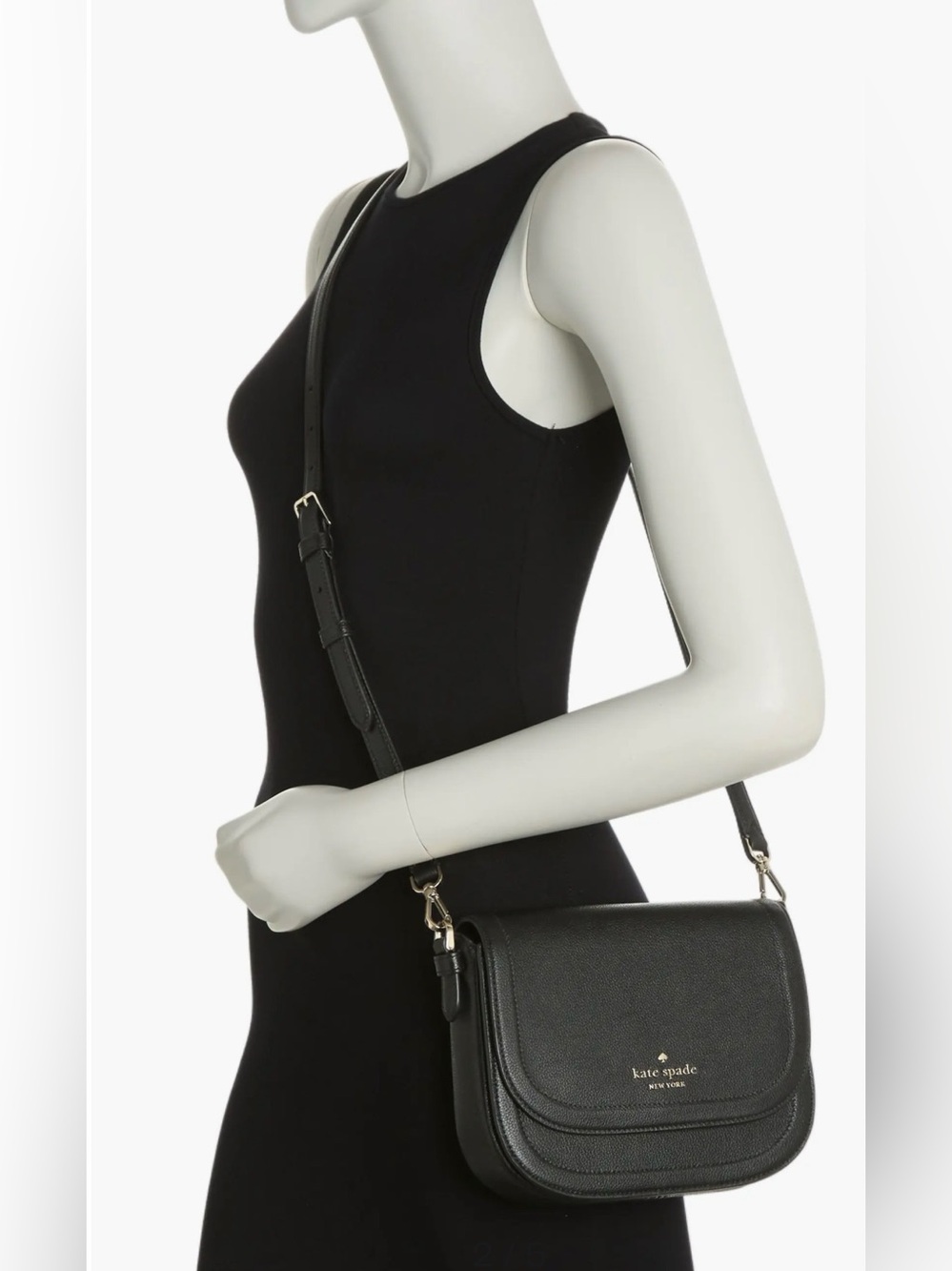 NWT kate spade Blake Black Crossbody Saddle Bag Magnetic Closure Pebbled Leather